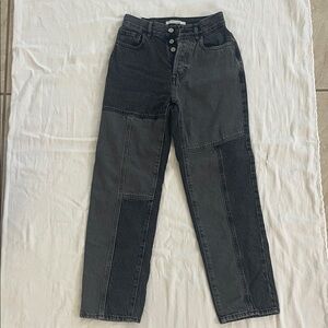 PacSun Black Patchwork Straight-Leg Jeans